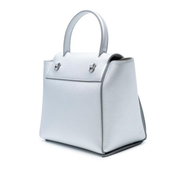 Pre Loved celine Elegant Top Handle Bag Women Silver Satchel - Picture 2 of 7